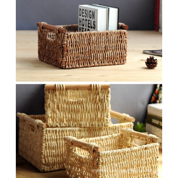 (BC-CB1001) Pure Manual Natural Cornhusk Basket